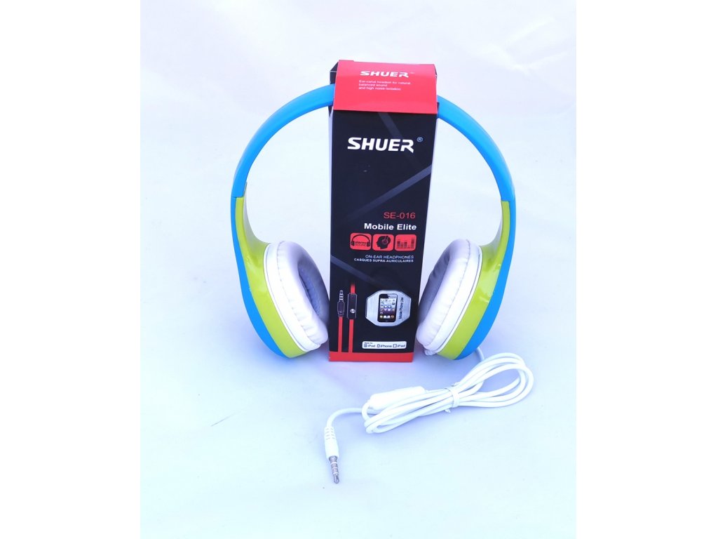 SHUER SE-016BL náhlavní sluchátka s kabelem a vestavěným mikrofonem