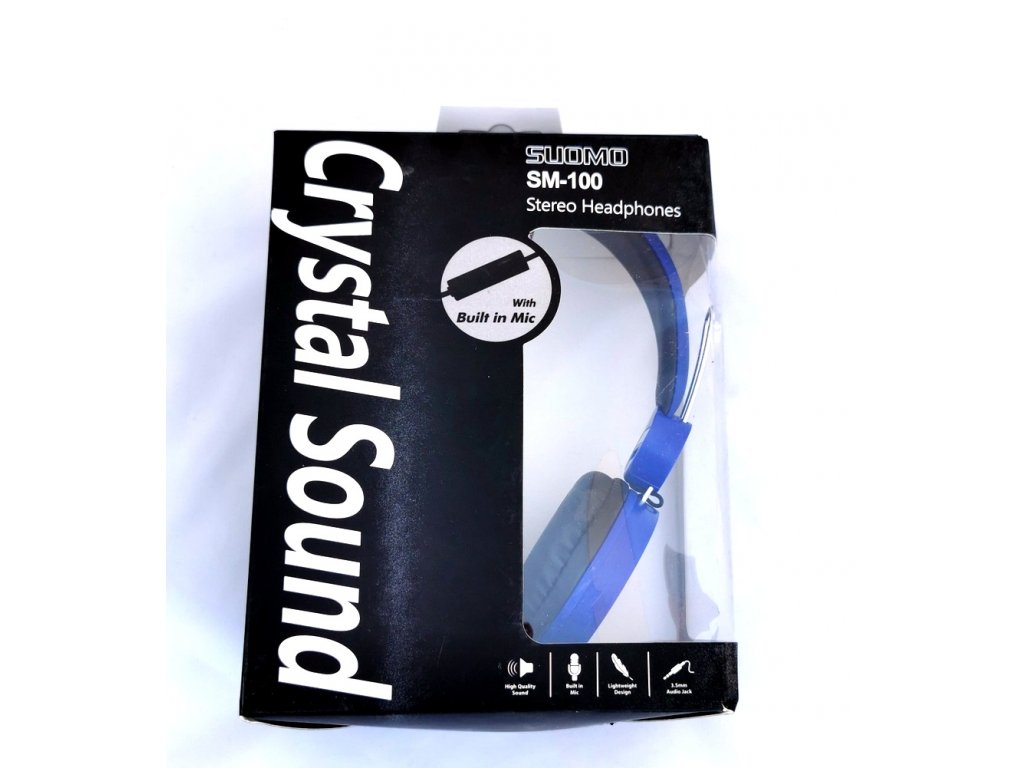 SUOMO SM-100BL náhlavní sluchátka s kabelem a vestavěným mikrofonem