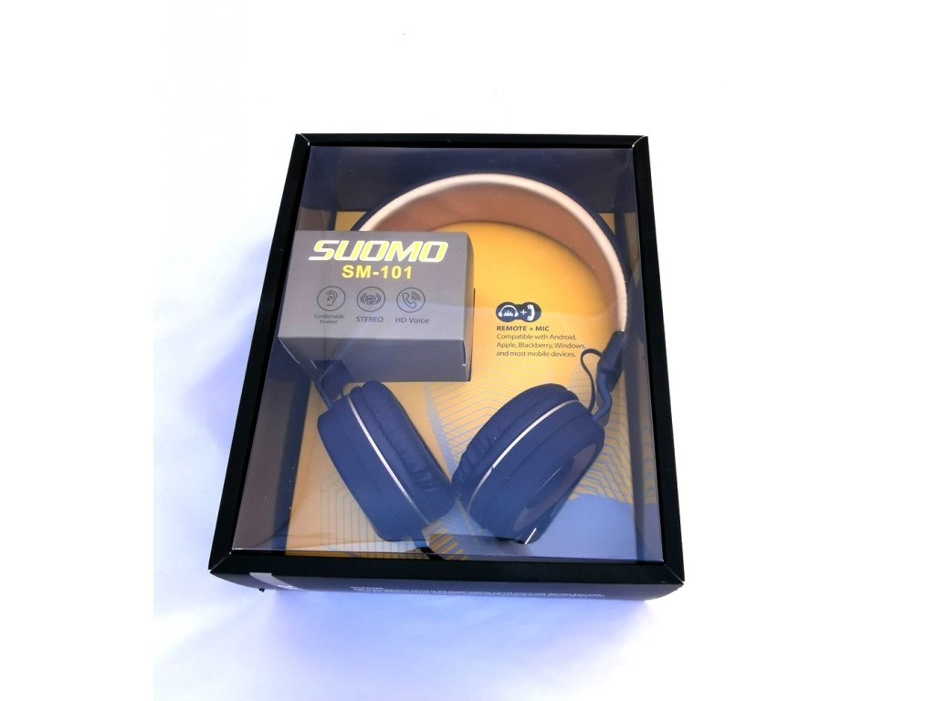 SUOMO SM-101GD náhlavní sluchátka s kabelem a vestavěným mikrofonem