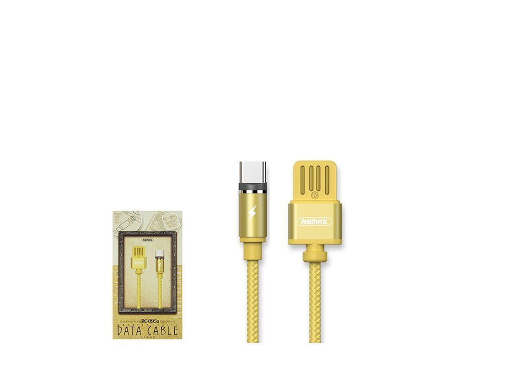 Levně USB-C datový kabel s LED light magnetický Remax RC-095a Zlatý