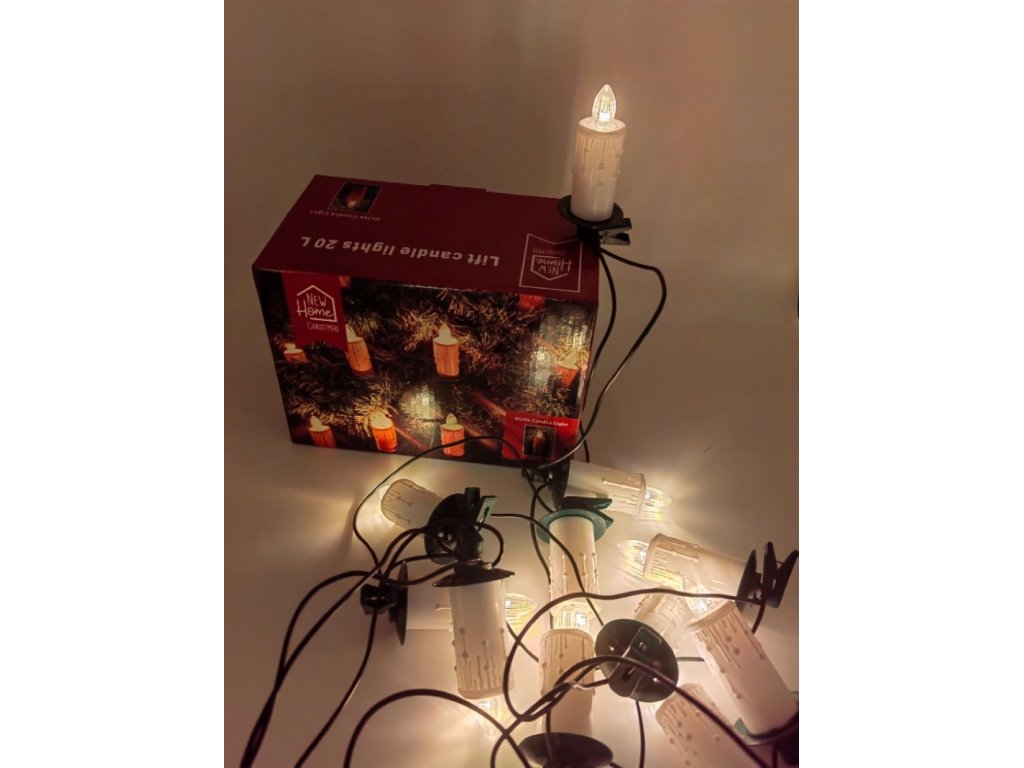 Vánoční LED svíčky na stromeček, 20 LED teplá bílá