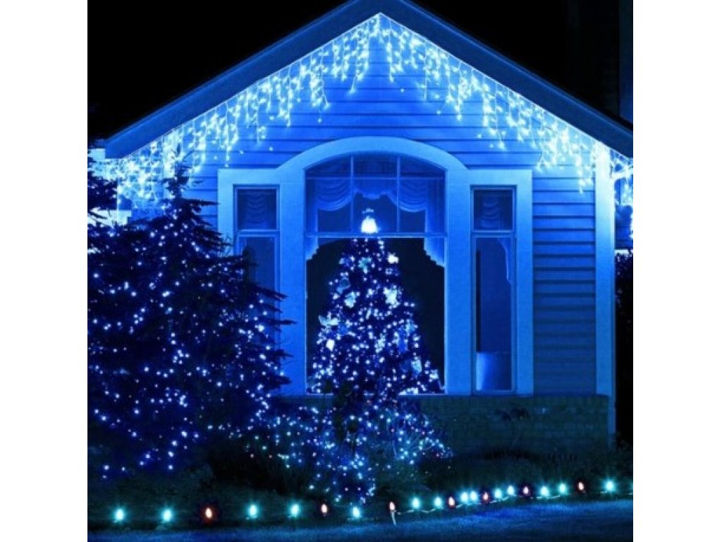 Vánoční světelný LED závěs se záblesky 312 LED, 10m+1,5m, velké LED diody