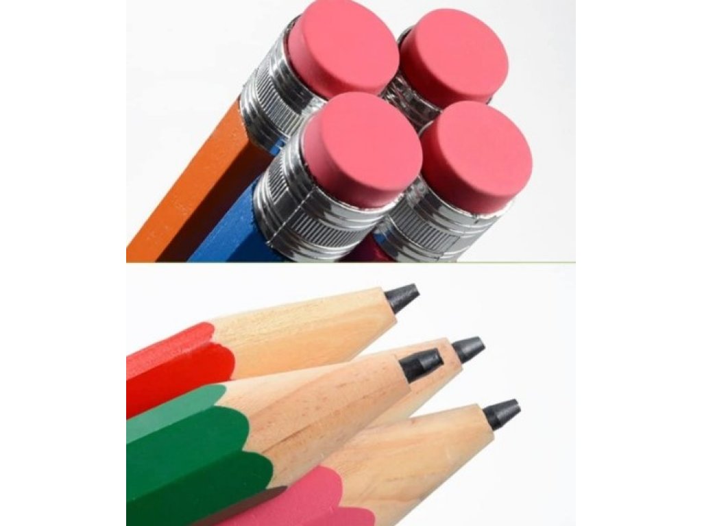 Velká dřevěná tužka s gumou 35cm, různé barvy