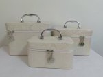 Kosmetický kufřík - set 3 kusů, béžový s duhovým odleskem
