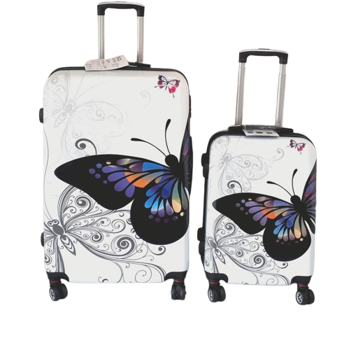 DZL M029 cestovní skořepinové kufry sada 2ks motýl 95L+38L