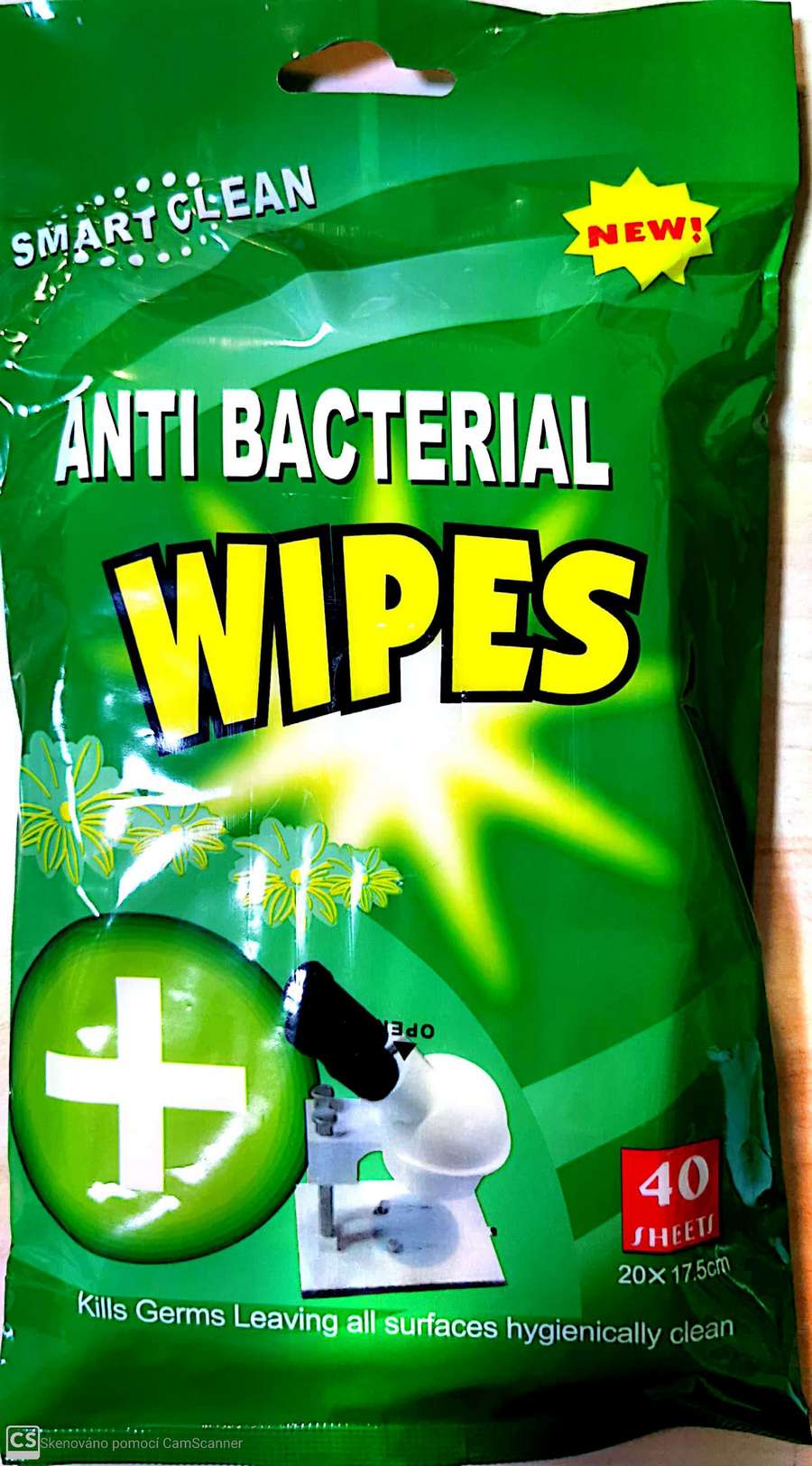 Hygienické ANTI BACTERIAL vlhčené ubrousky s antibakteriální přísadou 40ks