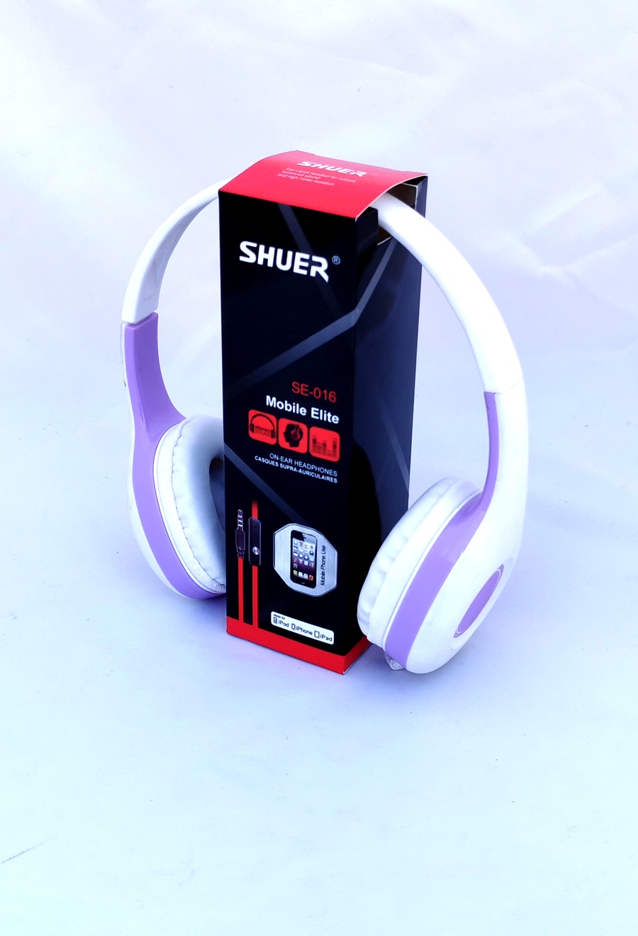 SHUER SE-016PUR náhlavní sluchátka s kabelem a vestavěným mikrofonem