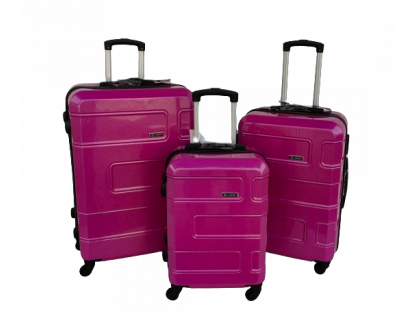 Cestovní kufry sada 3ks karbon, tmavě růžová