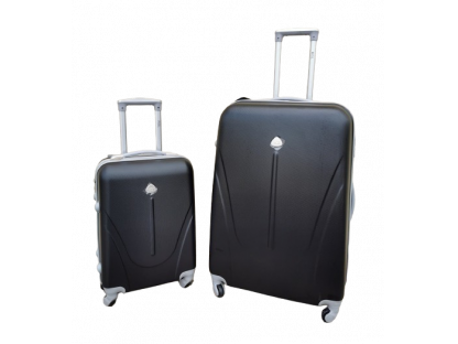 Cestovní skořepinové kufry sada 2ks, černá barva - jemně odřený
