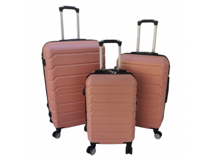 Cestovní skořepinové kufry sada 3ks, barva Rose Gold