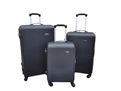 Cestovní skořepinové kufry sada 3ks černé 95L+62L+39L