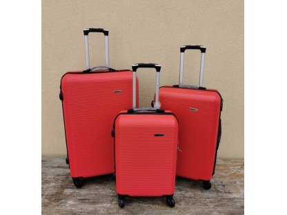 Cestovní skořepinové kufry sada 3ks červené 95L+62L+39L