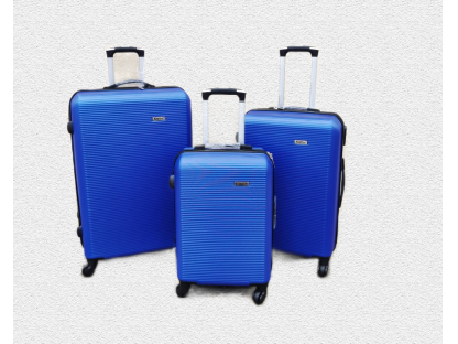 Cestovní skořepinové kufry sada 3ks modré 95L+62L+39L