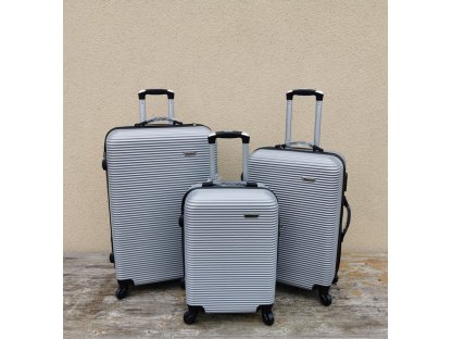 Cestovní skořepinové kufry sada 3ks stříbrné 95L+62L+39L