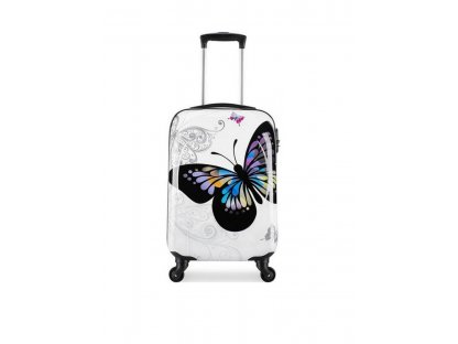 Cestovní skořepinový střední kufr Motýl 62x42x27cm
