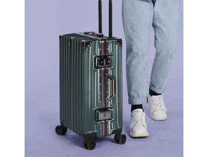 Cestovní skořepinový velký kufr světle bílý 60x41x28cm