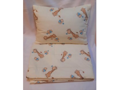 Dětský set do postýlky - přikrývka ( 135x90cm ) a polštář ( 65x45cm) Žirafa, žlutý 2V1-ZZ