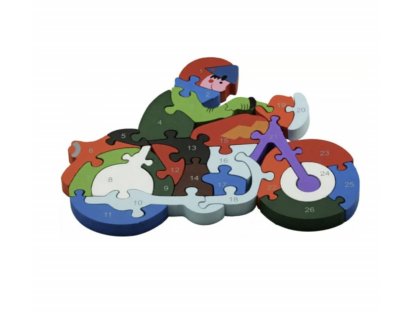 Dřevěné vzdělávací puzzle Motorka