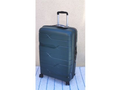 DZL G-802-2 cestovní skořepinový střední kufr šedo zelený 41x25x60cm