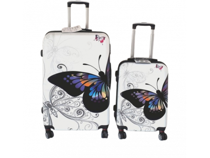 DZL M029 cestovní skořepinové kufry sada 2ks motýl 95L+38L