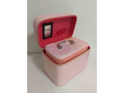 Kosmetický kufřík - set 3 kusů, světle růžový s duhovým odleskem