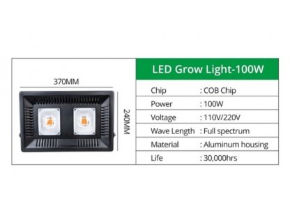 LED GROW Lampa pro rostliny COBX 100W