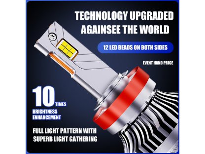 LED žárovky H4 pro auta S12 Přední světlomety + 500% jas CANBUS - 2ks