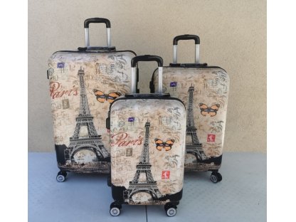 M029 cestovní skořepinové kufry sada 3ks Paris  95L+62L+39L