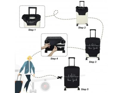 Ochranný obal na kufr Travel Info graphics, černý