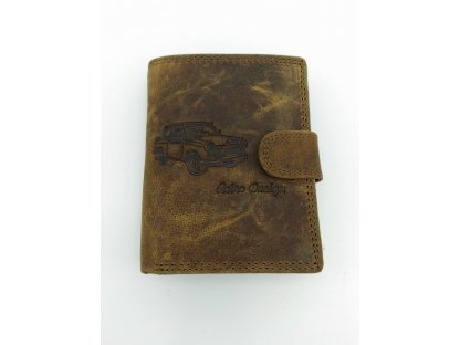 Pánská kožená peněženka Retro design Trabant, hnědá