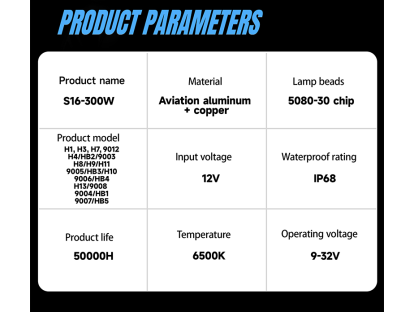 S16 LED žárovky H1 pro auta přední světlomety 300W CANBUS - 2ks