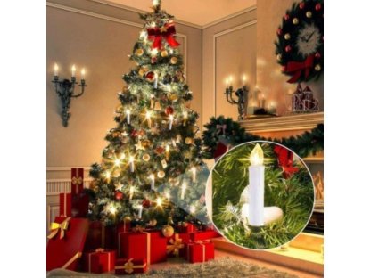 Vánoční LED svíčky na stromeček, 20 LED teplá bílá