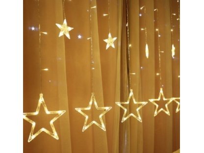 Vánoční světelný závěs 138 LED Hvězdy, vnitřní 3m, různé barvy