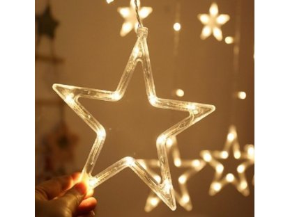 Vánoční světelný závěs 138 LED Hvězdy, vnitřní 3m, různé barvy