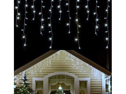 Vánoční světelný závěs 500 LED venkovní + ovladač, studená bílá, černý kabel