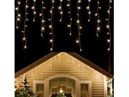 Vánoční světelný závěs 500 LED venkovní + ovladač, teplá bílá, černý kabel