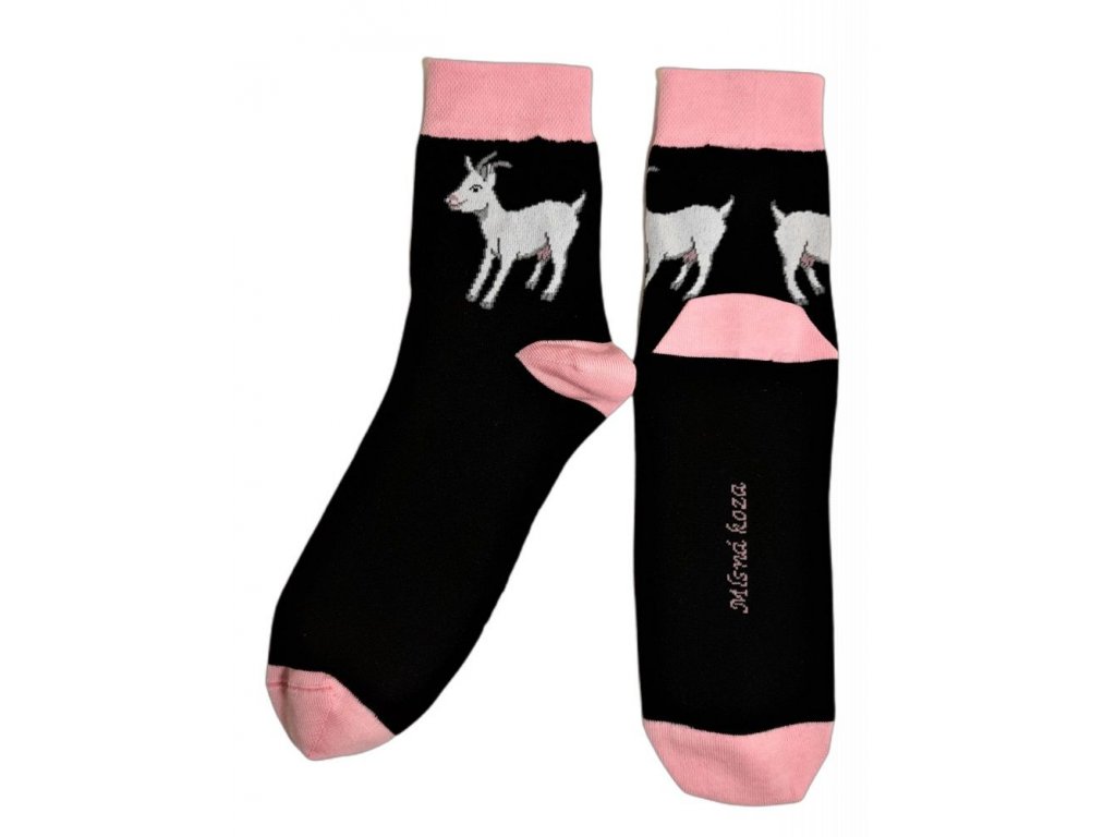 Dámské ponožky Mlsná koza černo-růžové 38 - 41