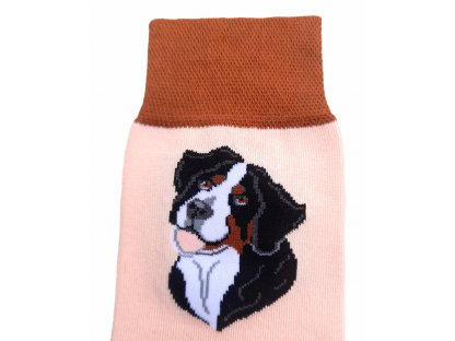 Ponožky s bernským salašnickým psem - světle meruňkové dámské