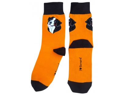 Ponožky s bernským salašnickým psem - oranžové dámské