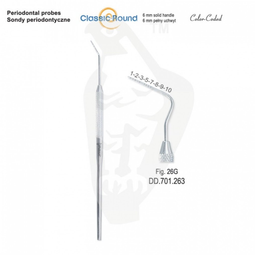 CLASSIC - ROUND sonda periodontická zabarvená fig.26G DD.701.263