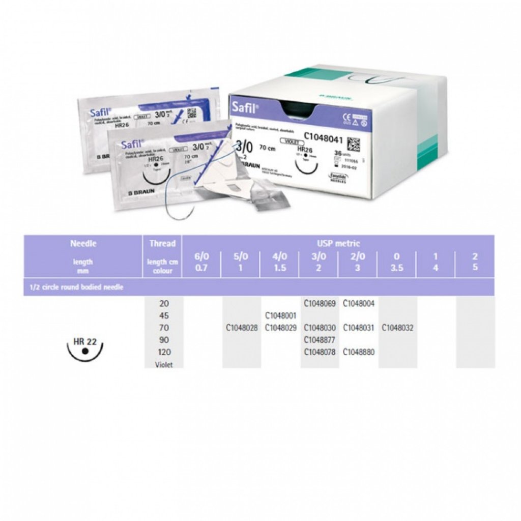 SAFIL ŠITÍ 4/0 HR 22 70CM sterilní 1ks