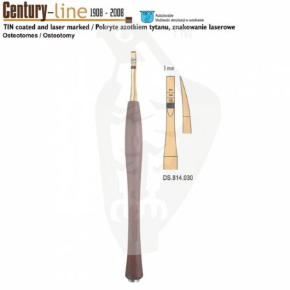 CENTURY - LINE Osteotom TIN  zahnutí 3mm(bílý)