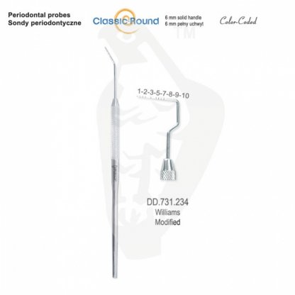 CLASSIC - ROUND sonda periodontická zabarvená Williams    DD.731.234 upravená