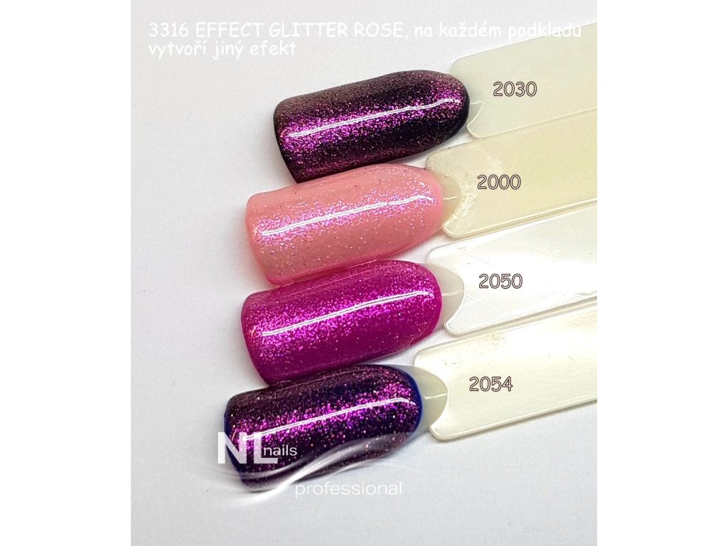 UV, LED barevný gel EFFECT GLITTER ROSE