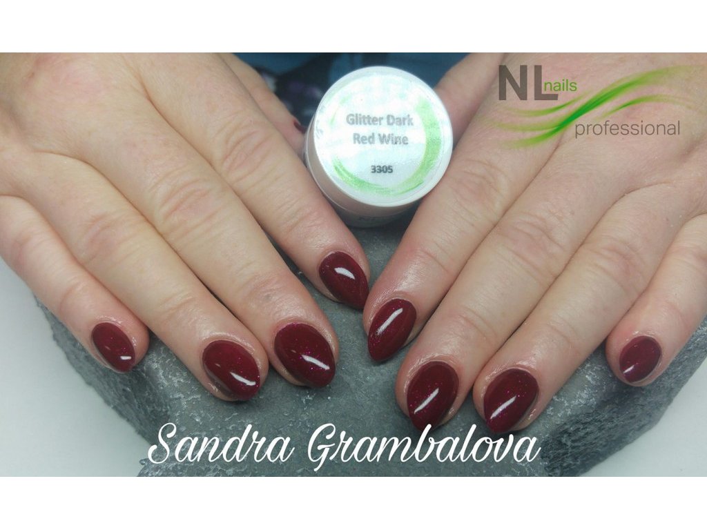 UV, LED barevný gel GLITTER DARK RED WINE