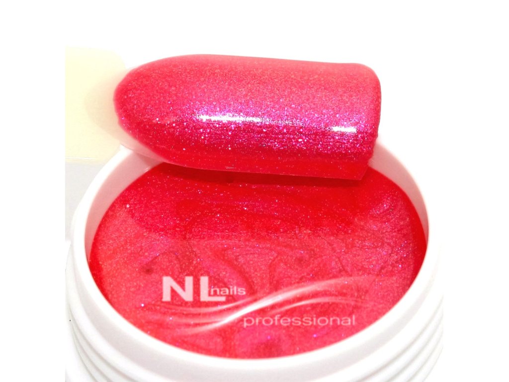 UV, LED barevný gel GLITTER RED PINK