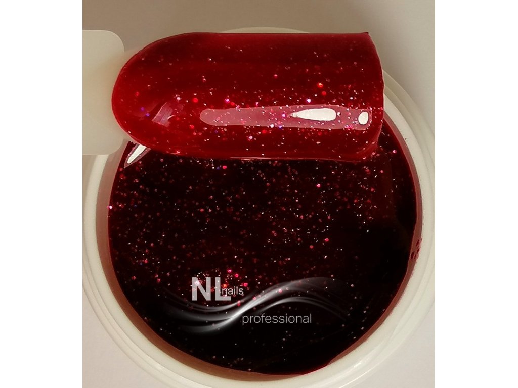 UV, LED barevný gel GLITTER RED RAINBOW