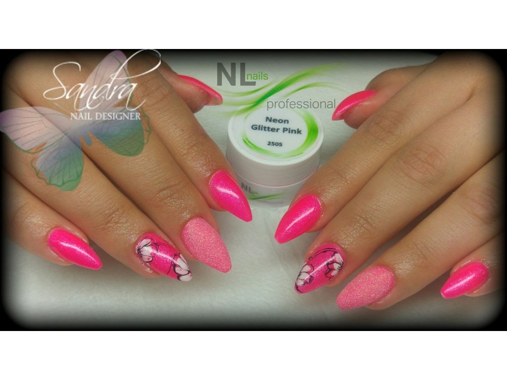 UV, LED barevný gel NEON GLITTER PINK