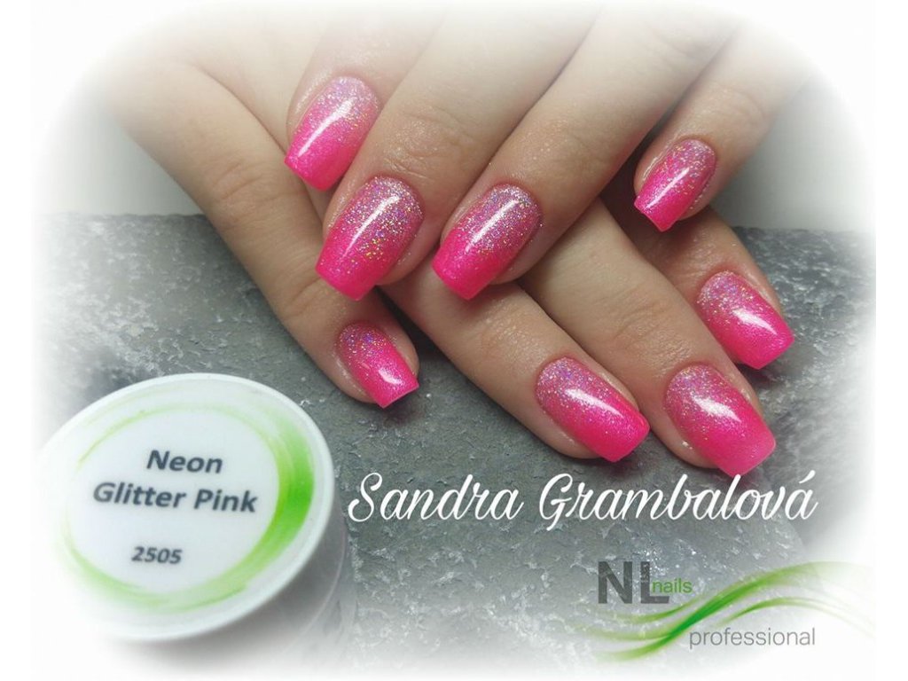 UV, LED barevný gel NEON GLITTER PINK