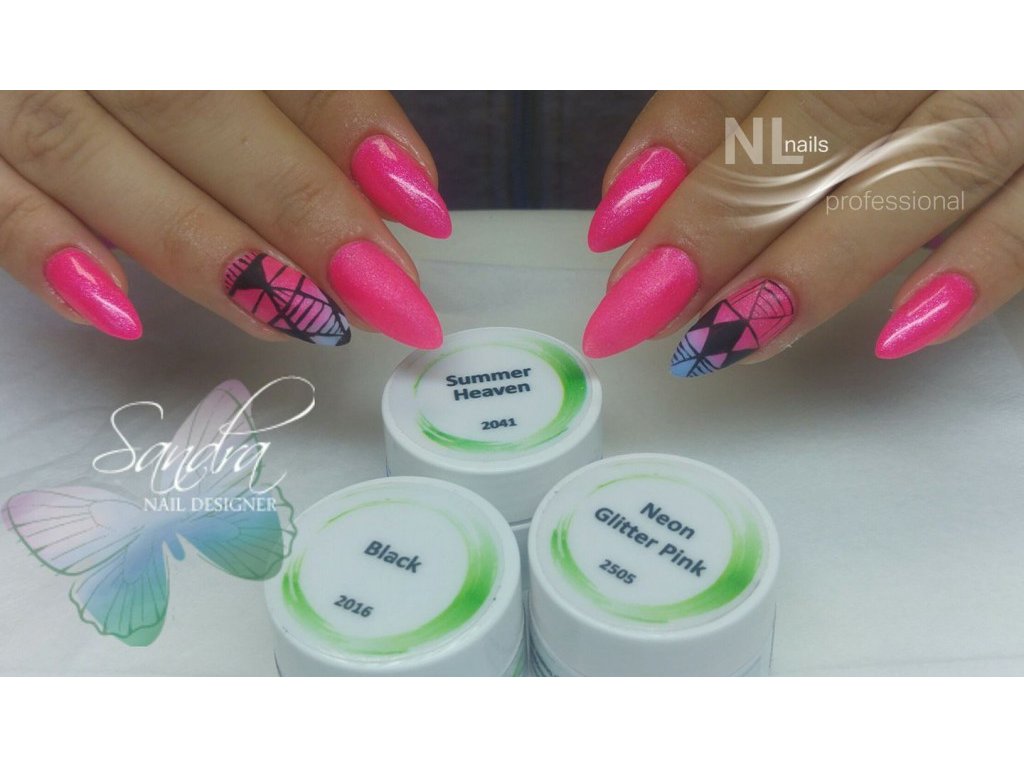 UV, LED barevný gel NEON GLITTER PINK